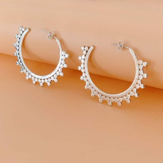 Large Silver Sun Hoops