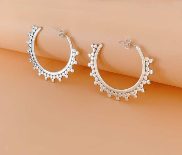 Large Silver Sun Hoops