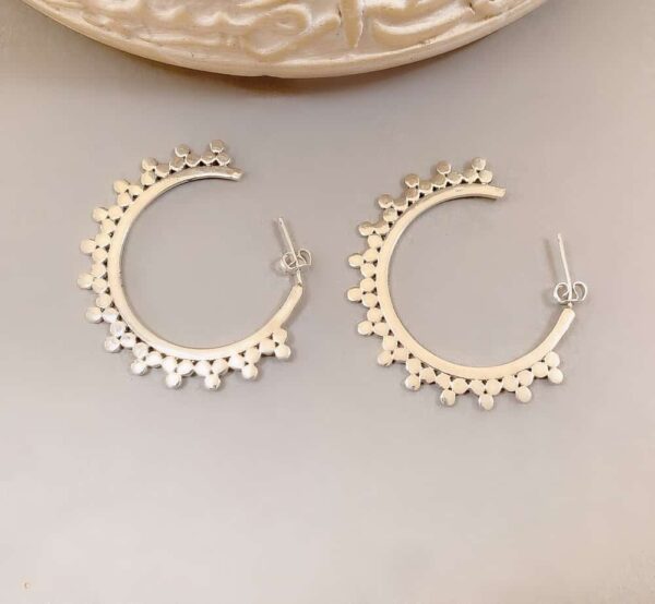 Large Silver Sun Hoops