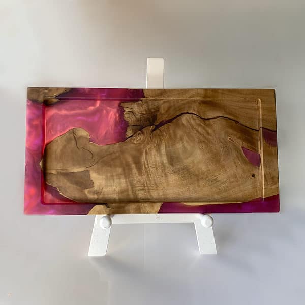 Pink and lilac resin wood tray, resin products