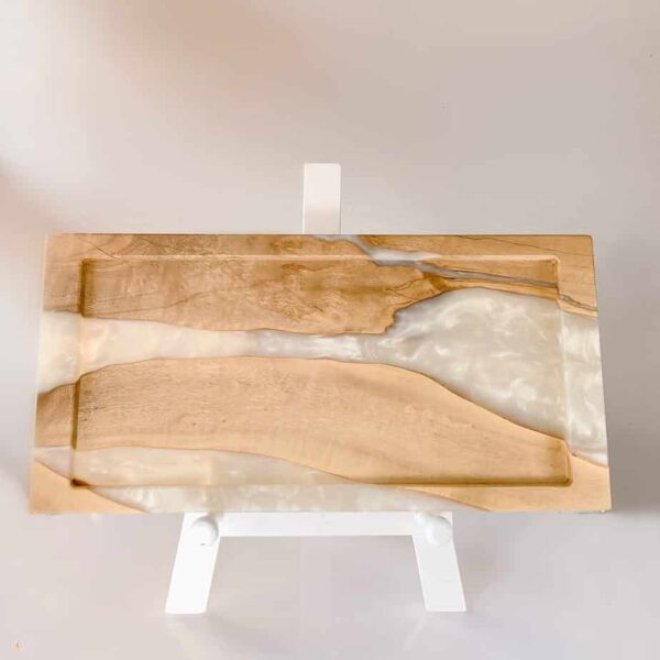 Resin tray with cream resin and light wood