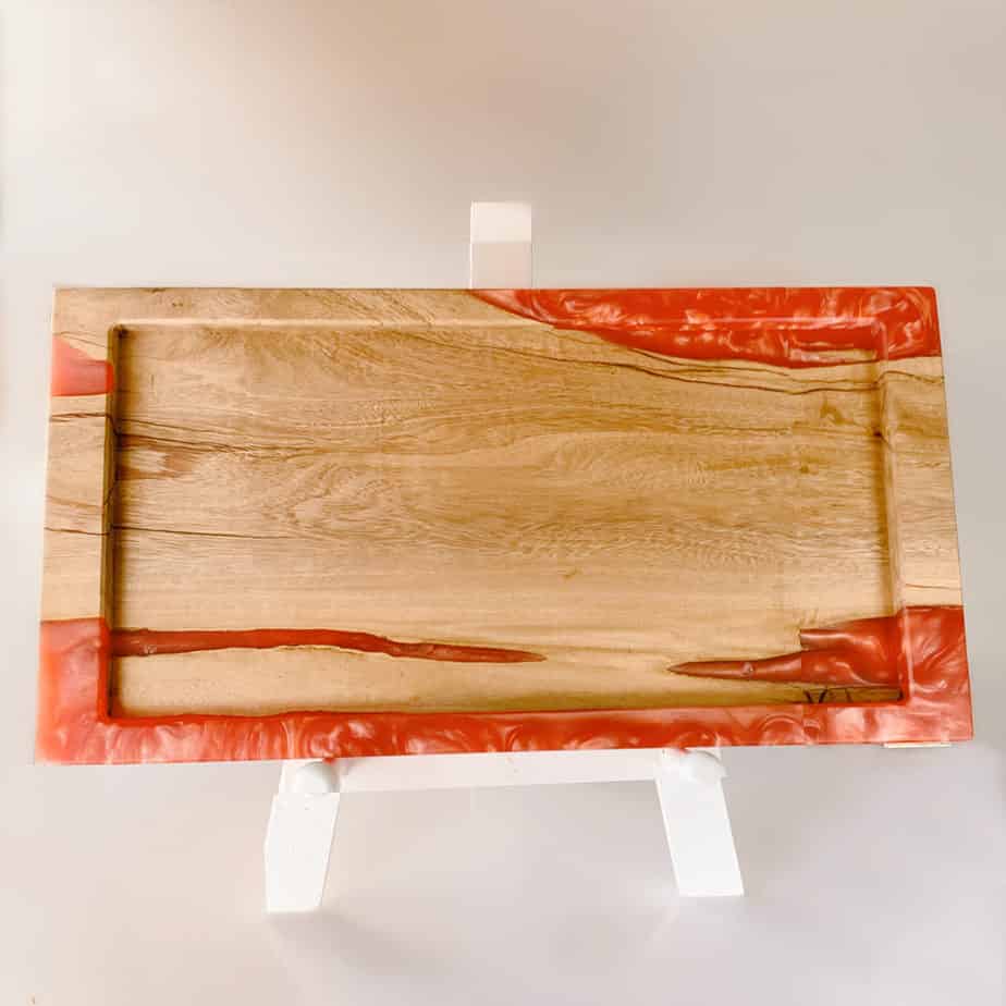 Red resin long tray Resin and wood tray