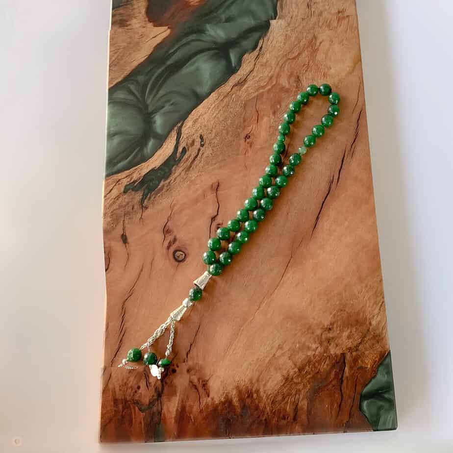 Sage Green Resin and Wood Serving Tray