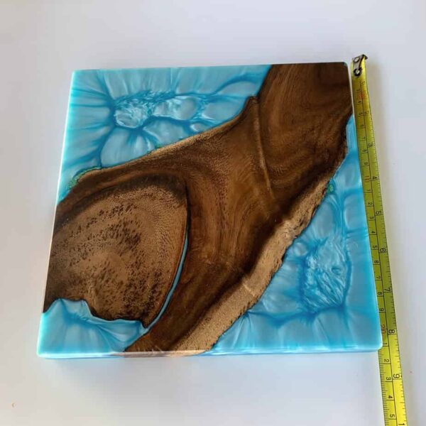 wood resin tray sky blue resin