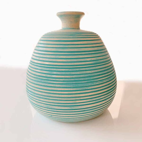 Large pottery ceramic pot in turquoise