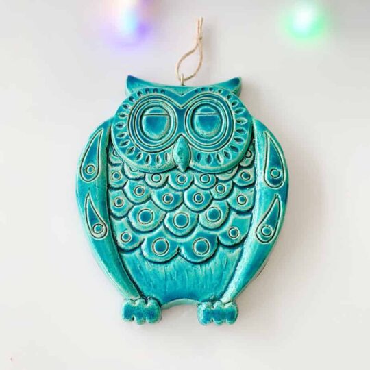 Turqqoise pottery owl ceramic owl wall hanging arabic pottery