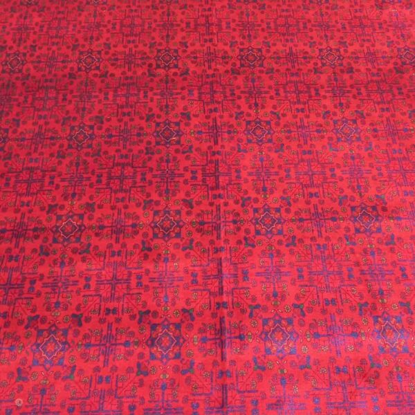 Large Red rug from Afghanistan with navy pattern