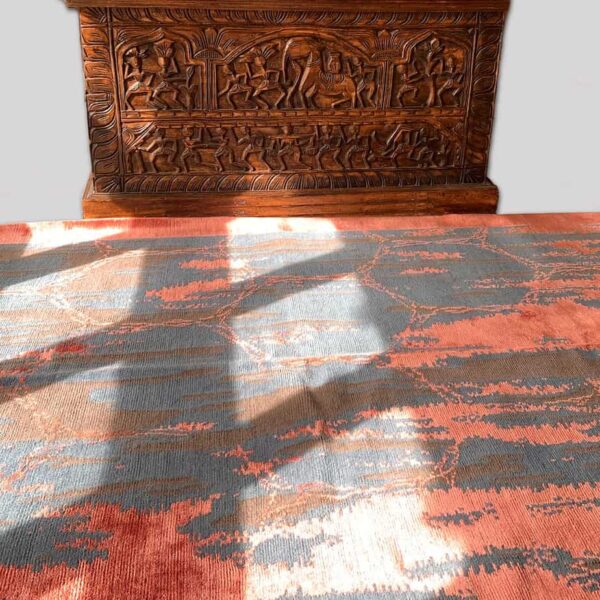 Pink Wool and Silk rug from Nepal dusty pink rug Nepali