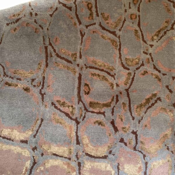 Silk and Wool Rug Nepal Kilim handmade grey