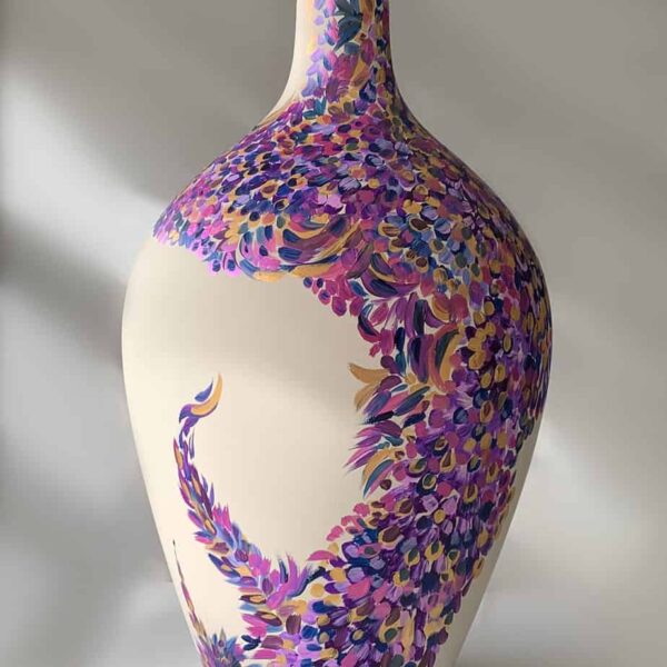 Tall and large hand painted ceramic pot pottery big