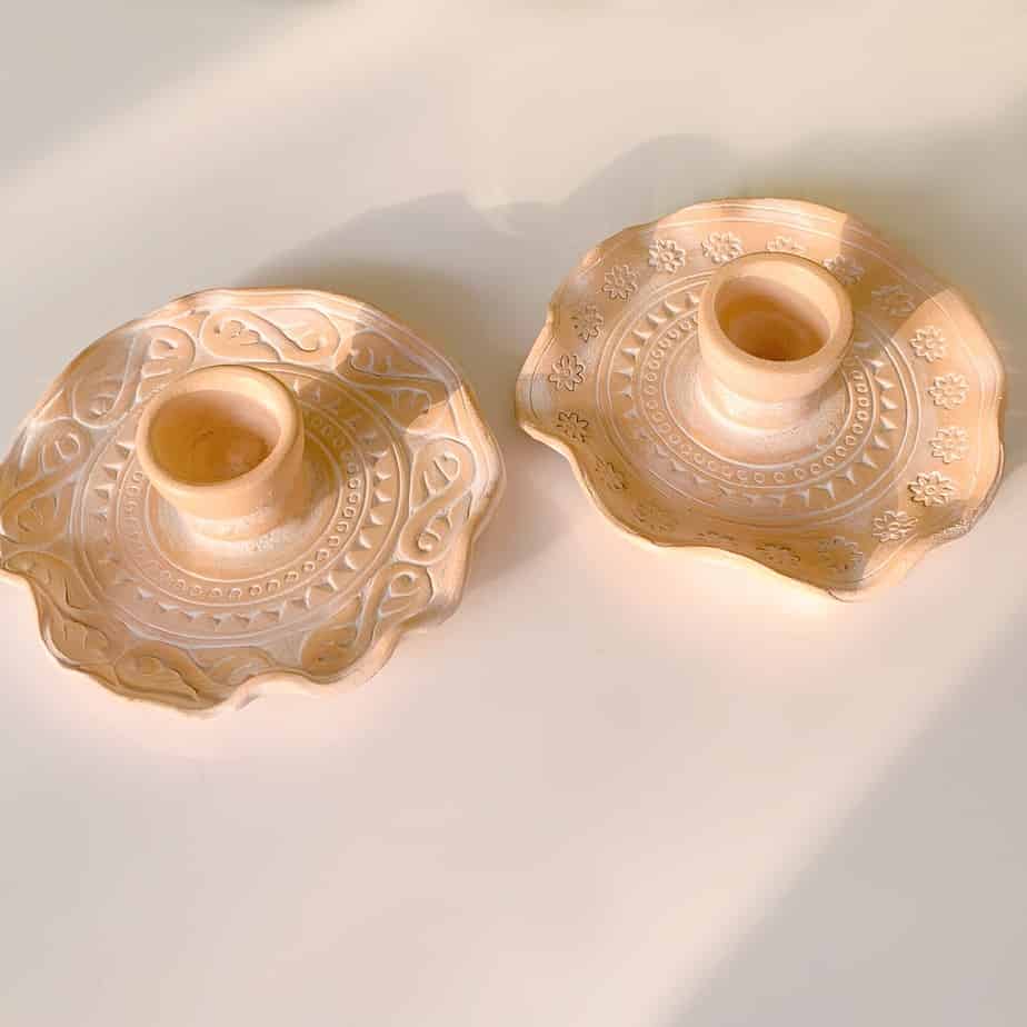 pottery candle holders