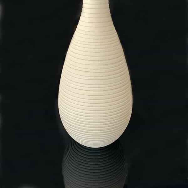 Modern white pottery vase with stripes