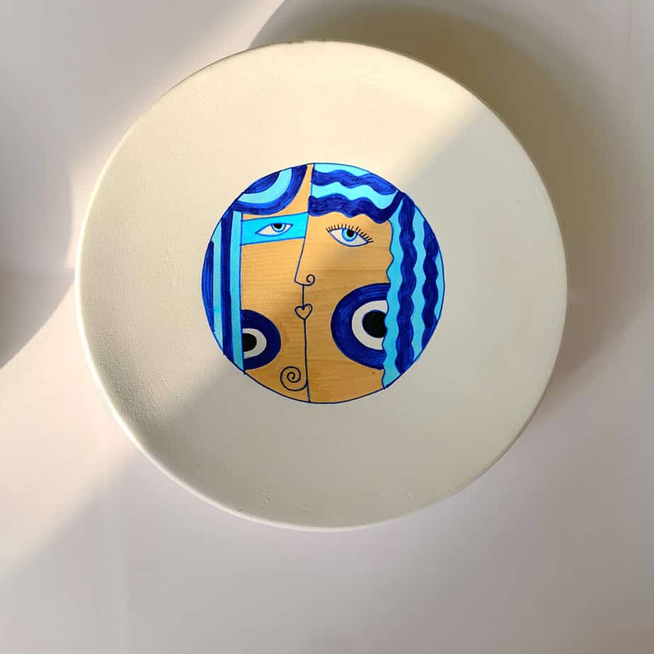 Evil Eye Pottery wall art plate