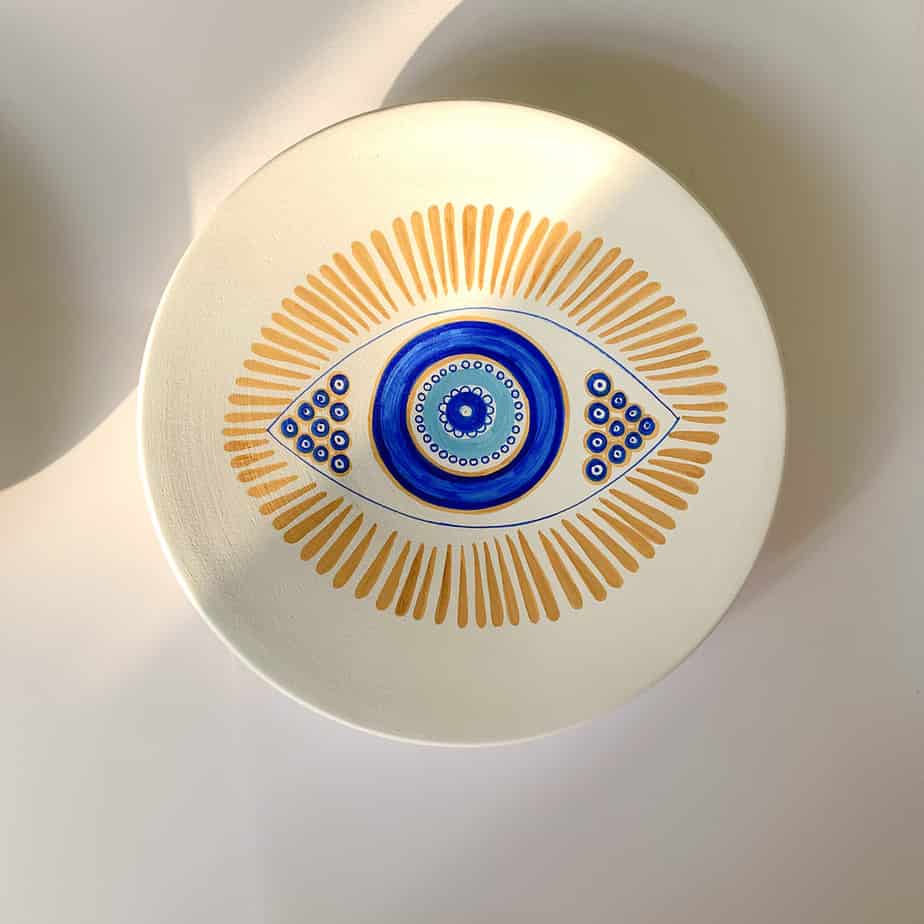 Evil Eye Pottery Wall Plate