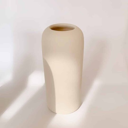 Modern White Pottery Vase tall and modern shape vase