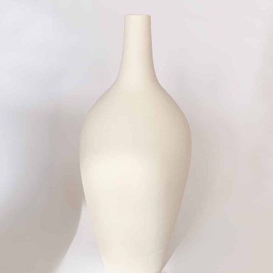 Modern shaped white ceramic pottery made in Bahrain.
