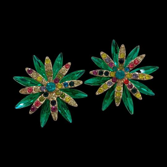 Flower Cluster Crystal Earrings