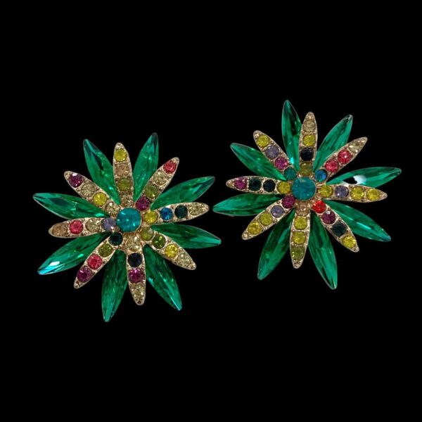Flower Cluster Crystal Earrings