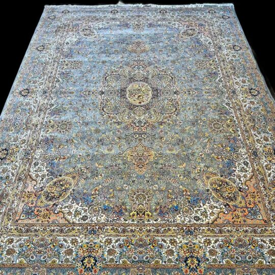 Large Silk Persian Rug from Iran with cotton blend