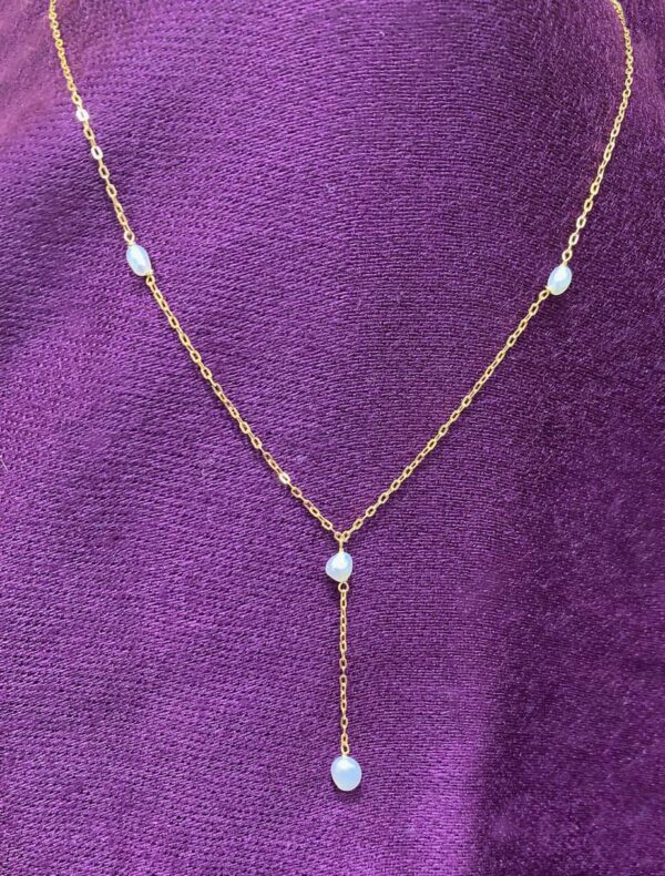 Gold necklace with pearls Gold and Pearl necklace drop style