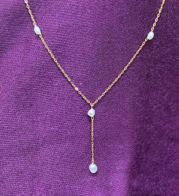 Gold and Pearl Drop Necklace gold and pearl chain