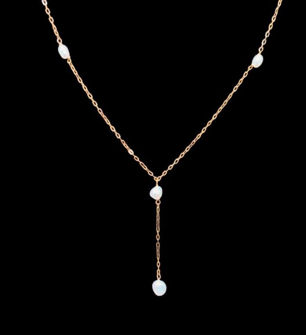 gold and pearl chain necklace modern style drop necklace contains a drop pearl