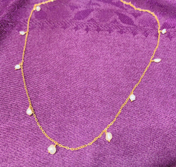 Gold and Pearl Necklace with pearl droplets bridal pearl jewelry