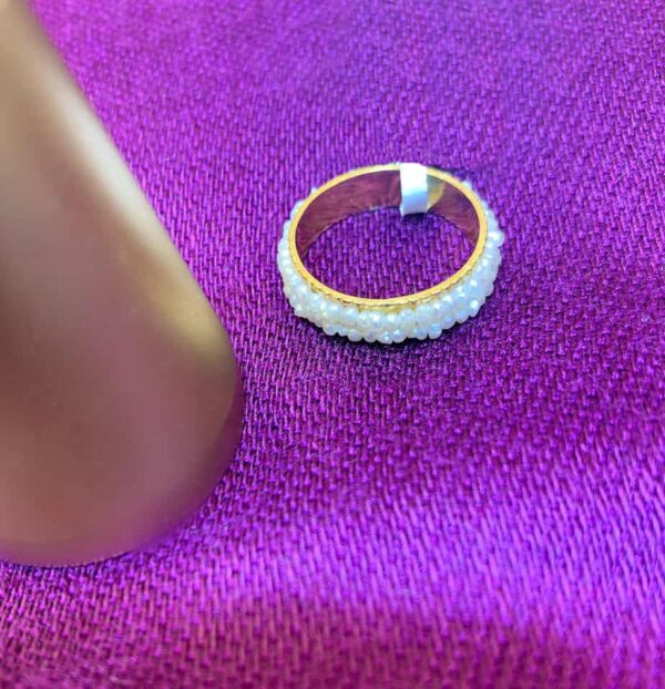 Gold and Pearl ring with a double row of Bahraini pearls