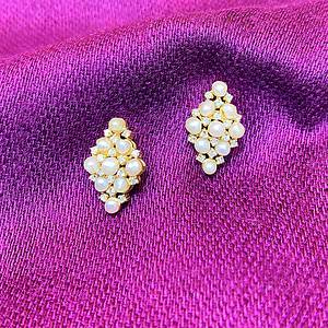 Pearl Diamond and gold earrings