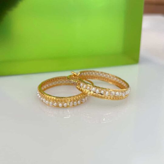 Gold Earrings with Bahraini Pearls
