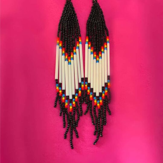 Long Native American or Native Indian style earrings made with micro beads