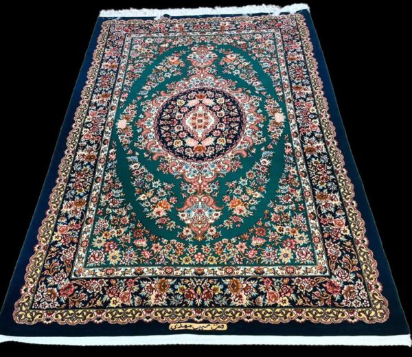 Beautiful Persian-style rug featuring intricate floral designs and a central medallion, ideal for enhancing home decor with a touch of luxury and cultural elegance.