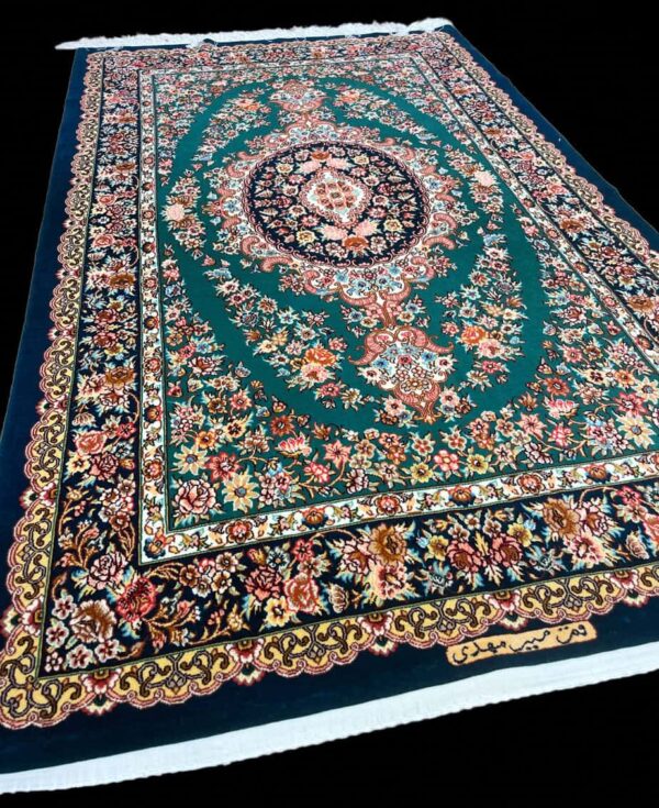 Beautiful floral patterned Persian rug with detailed craftsmanship, perfect for enhancing living room aesthetics.