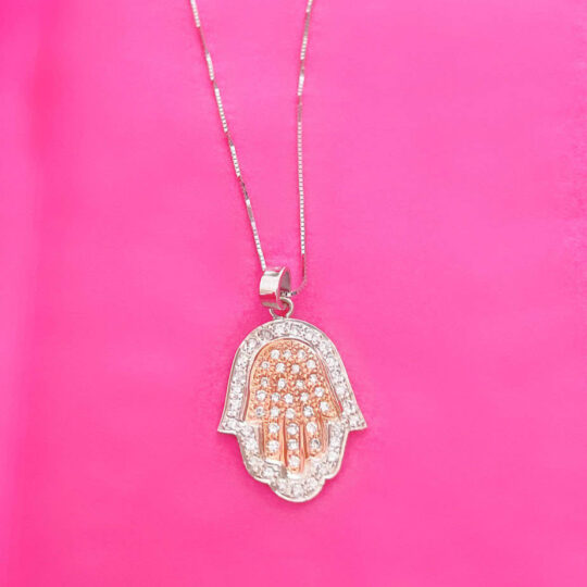 Hand of Fatima or Hamza Diamond necklace