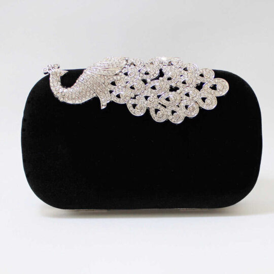 Black and silver Cocktail Clutch Velour