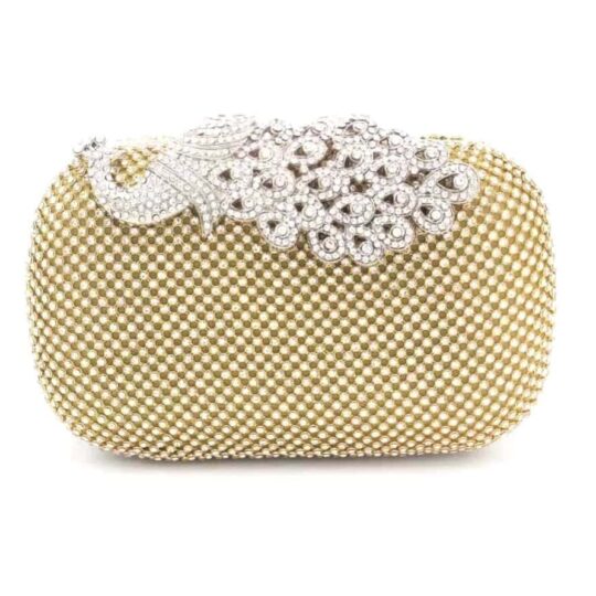 gold and silver Evening clutch bag, covered in crystals.