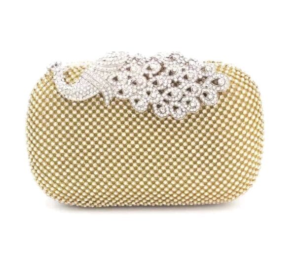 gold and silver Evening clutch bag, covered in crystals.