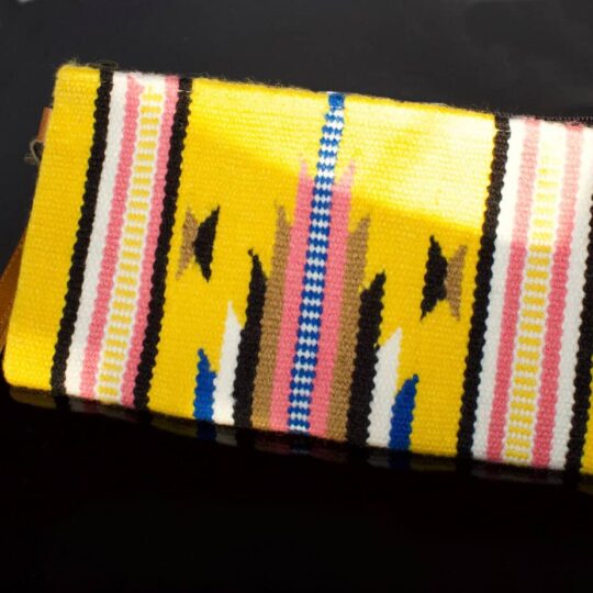 Bohemian Clutch purse bag with pretty aztec print in yellow, black and white.