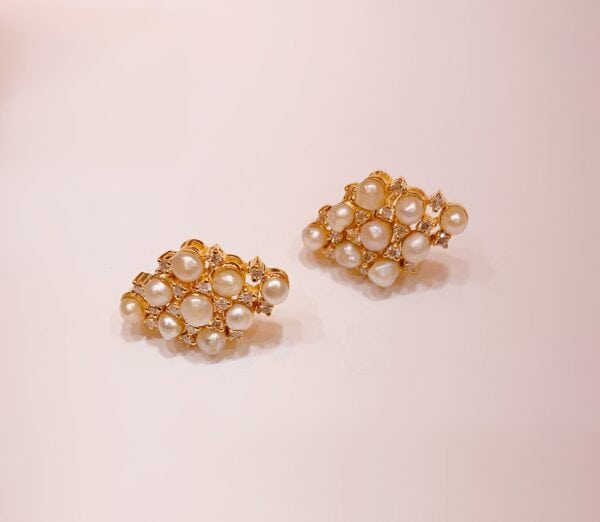 Diamond and pearl earrings