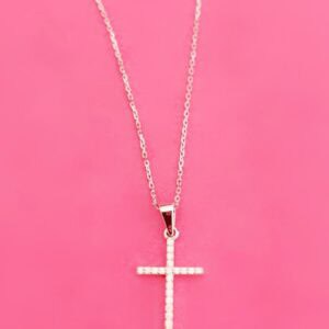 Cross necklace with diamonds and a white gold chain