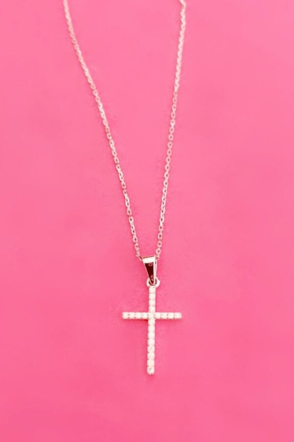 Cross necklace with diamonds and a white gold chain