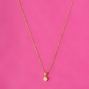 Gold necklace with a single Diamond