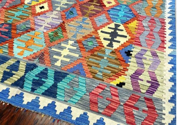 Traditional handwoven rug using the traditional Kilim