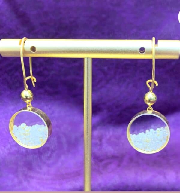 Gold earrings with pearls drop earrings