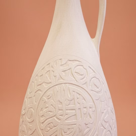 Bahrain Pottery Water Jug with Arabic Calligraphy