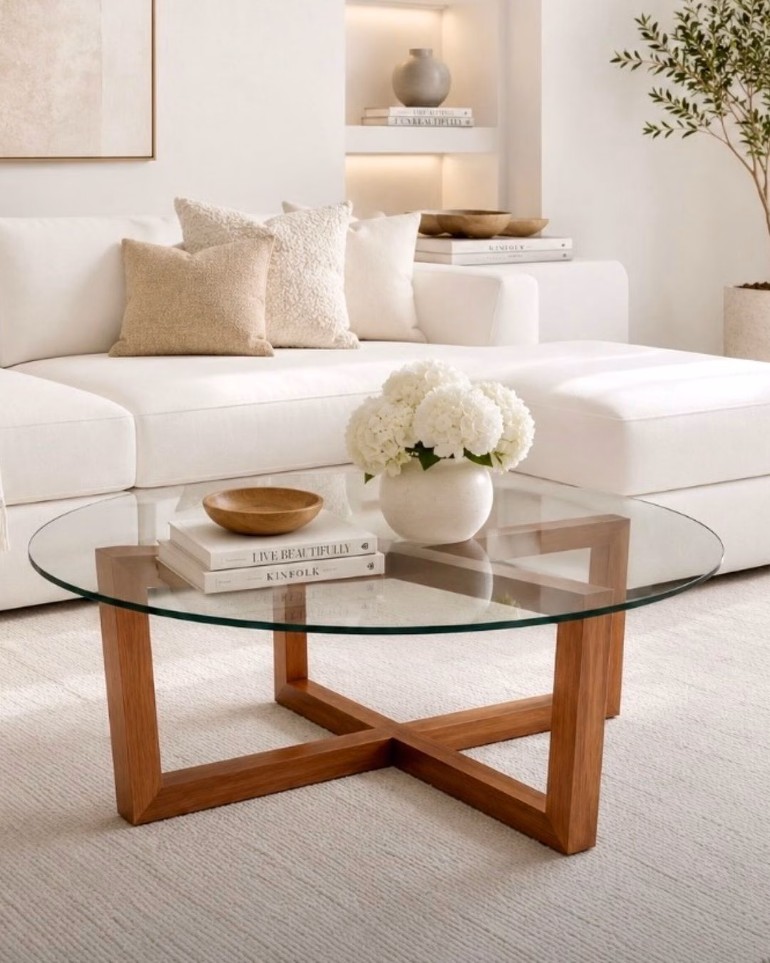 Elegant Glass Coffee Table with interlocking legs