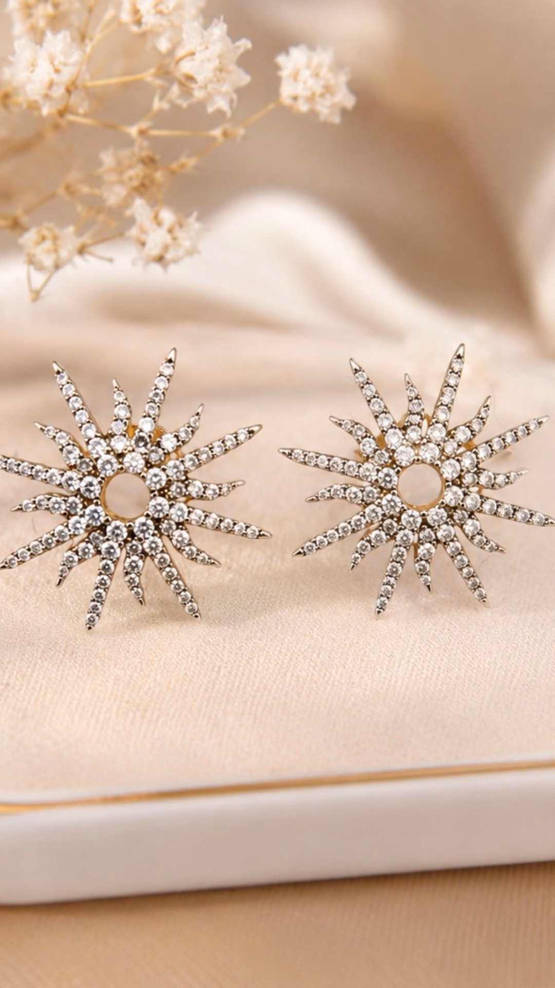 Diamond Star Earrings with Gold