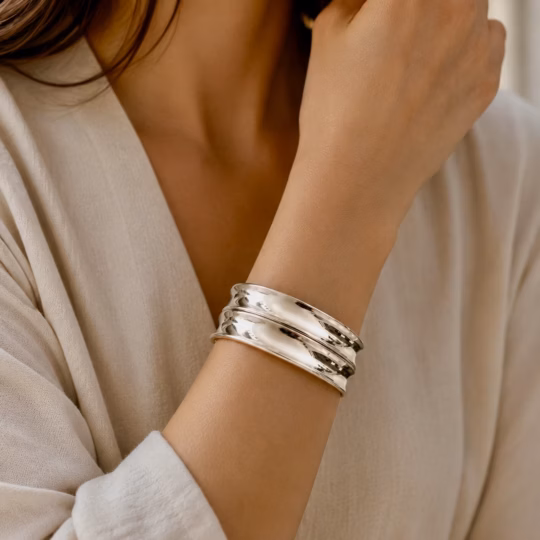 Wide Sterling Silver Ladies Cuff Bracelet