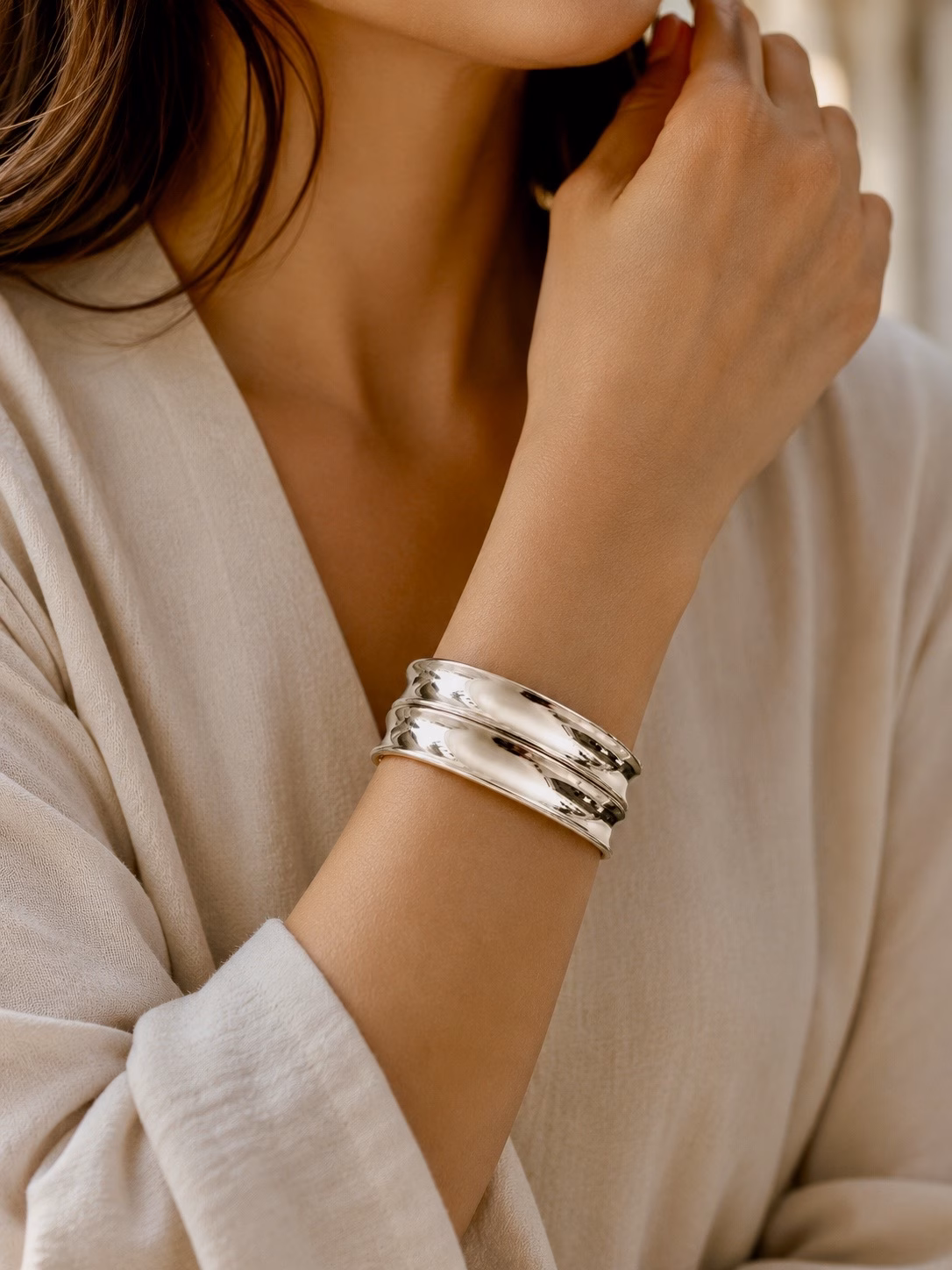 Wide Sterling Silver Ladies Cuff Bracelet