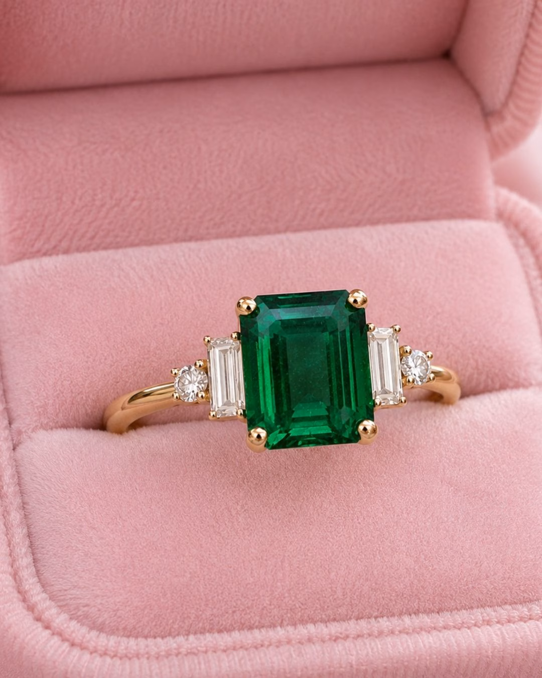 Lab Emerald and Diamond Ring